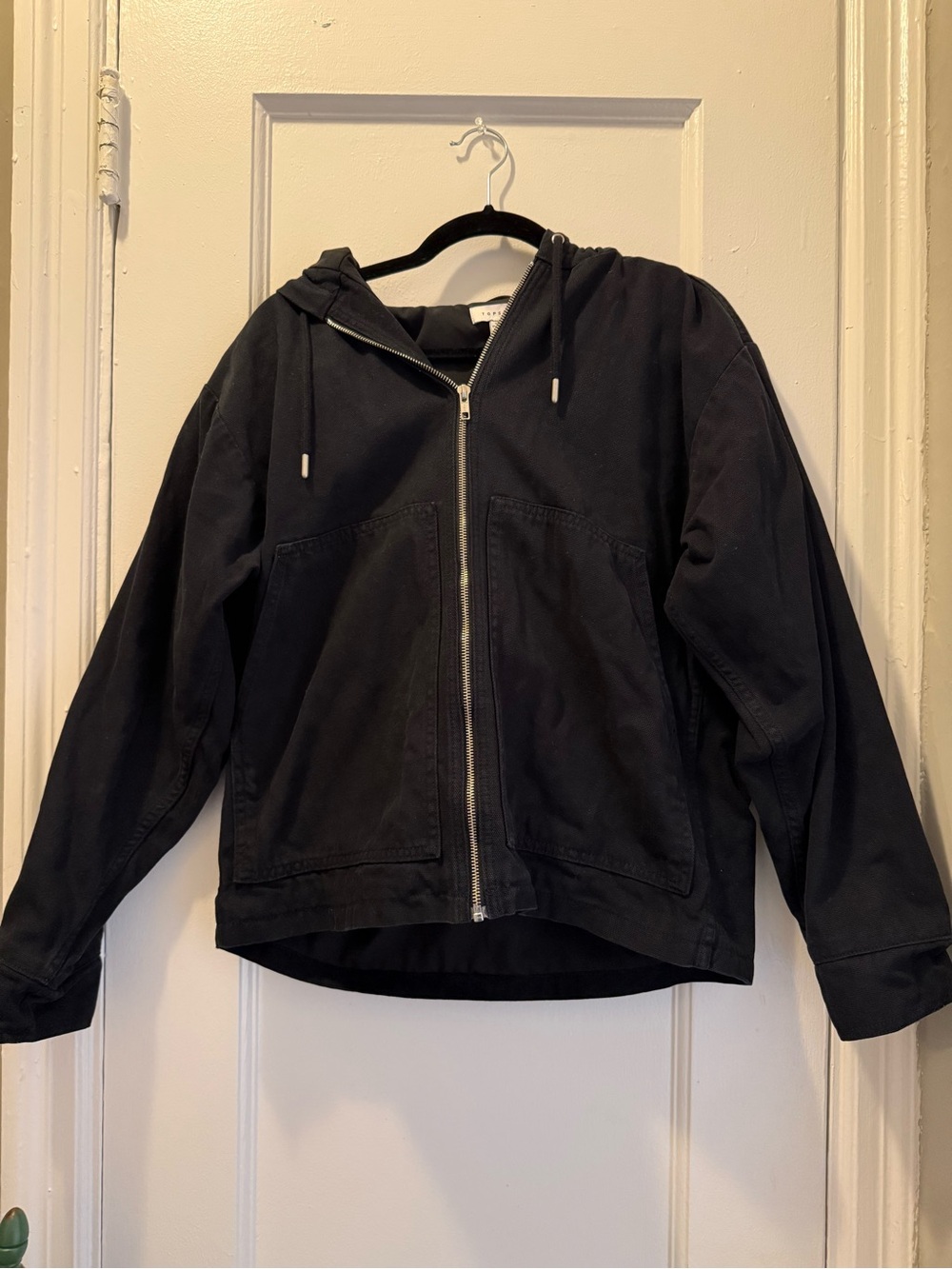 Topshop Black Zip-Up Hoodie Jacket